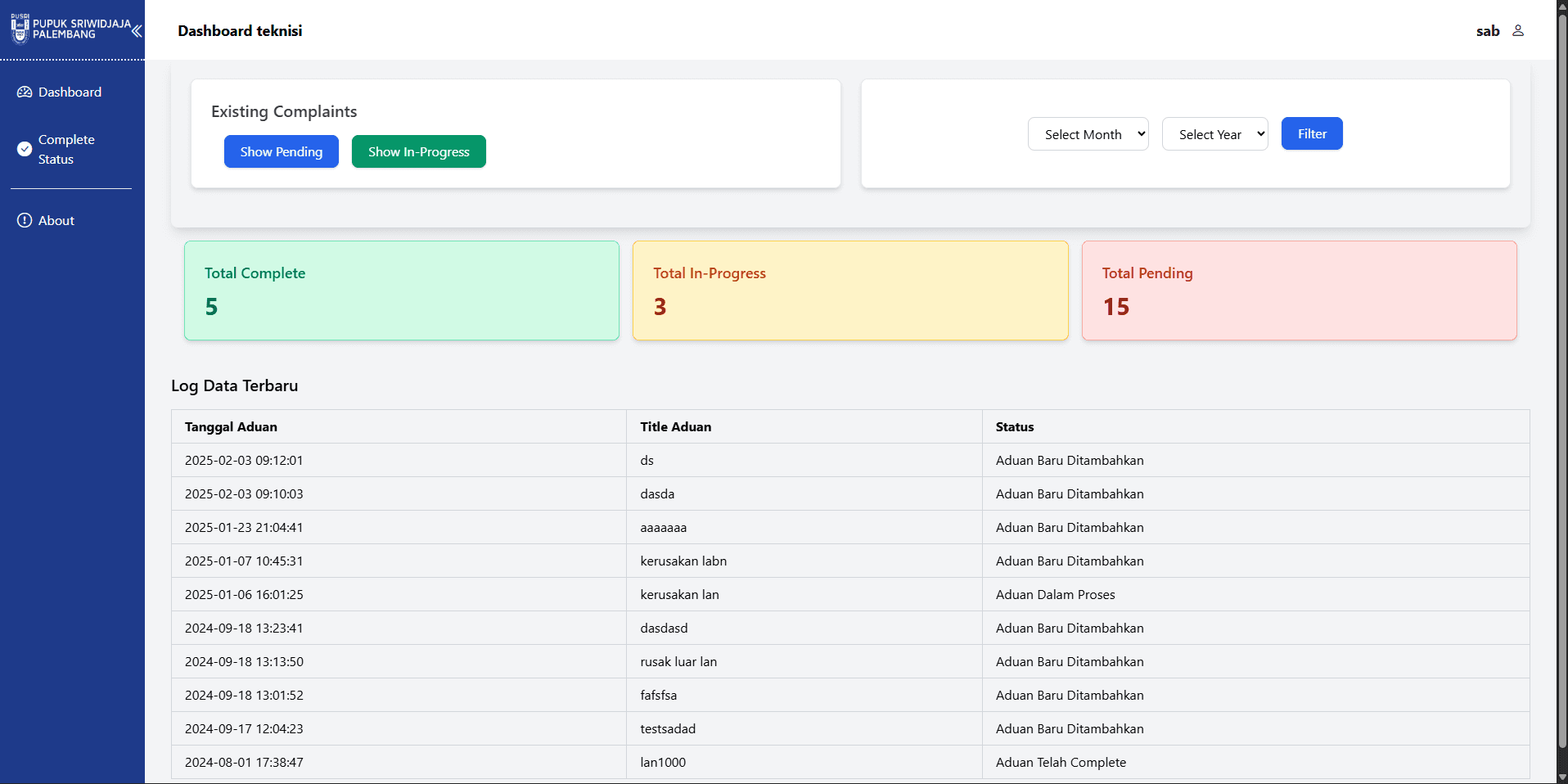Aplikasi Berbasis Web untuk Pengelolaan Aduan Kerusakan Internal (PT Pusri)